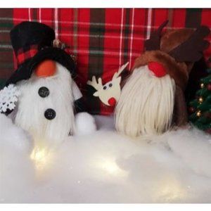 Set of 2 Christmas Gnomes - Snowman & Reindeer Home/Office Décor